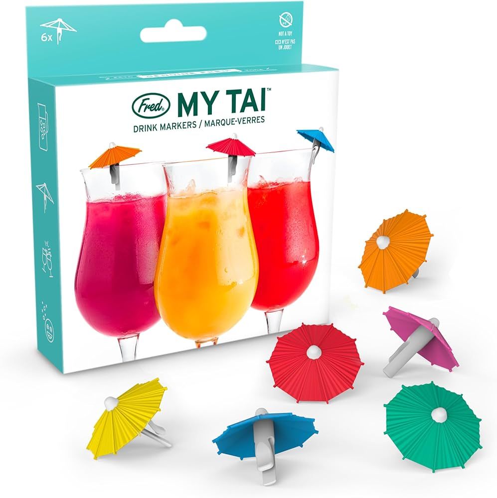 MY TAI Umbrella Drink Markers, Set of 6, Colorful Silicone Umbrellas to Keep Track of Your Drink,... | Amazon (US)