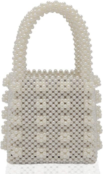 TOPSMU Pearl Bag Crystal Pearl Purse Handmade Weave For Women Handbag Acrylic Beaded Bags | Amazon (US)