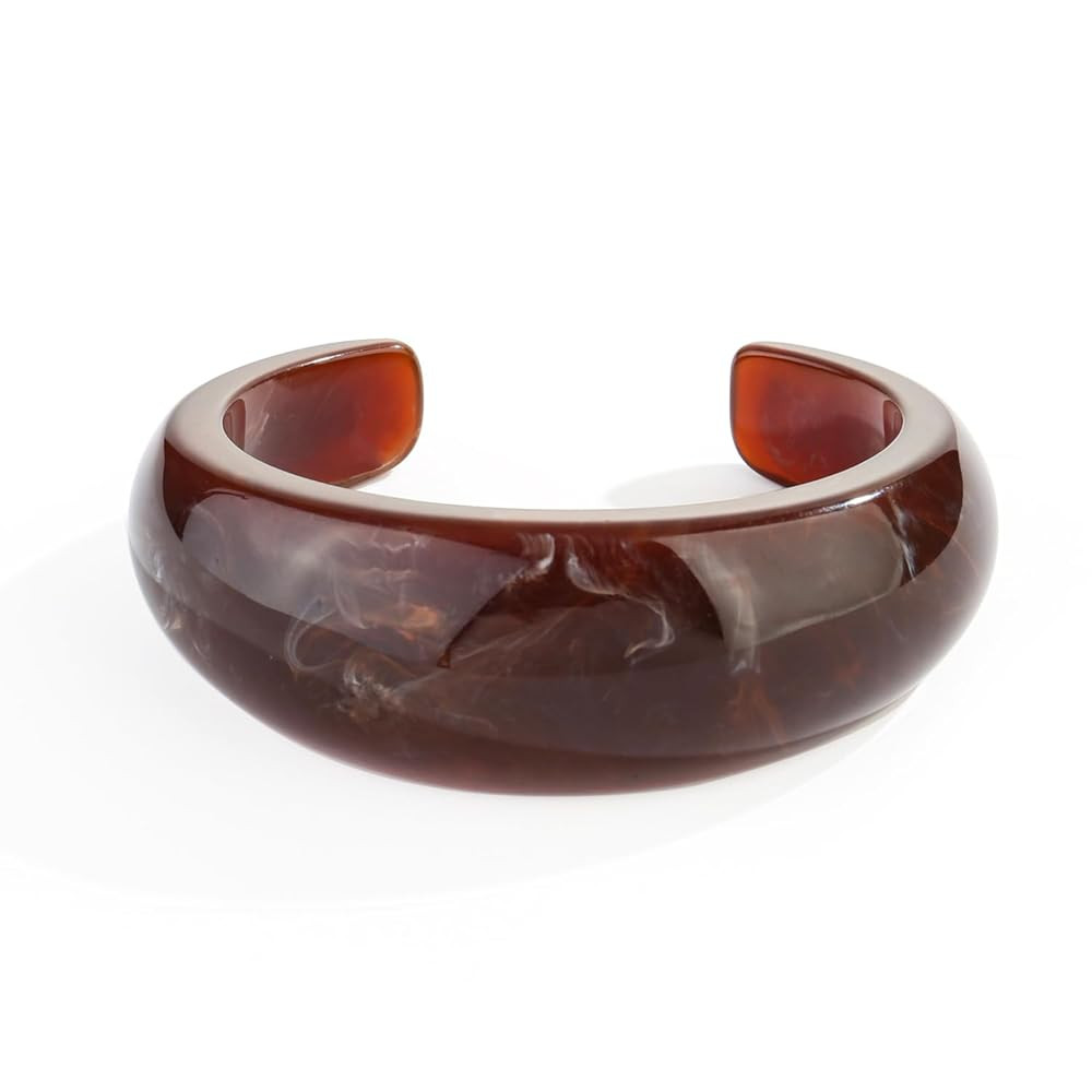 Chunky Acrylic Bangles Bracelets For Women Geometric Acrylic Resin Acetate Mottled Wide Bangle Br... | Amazon (US)