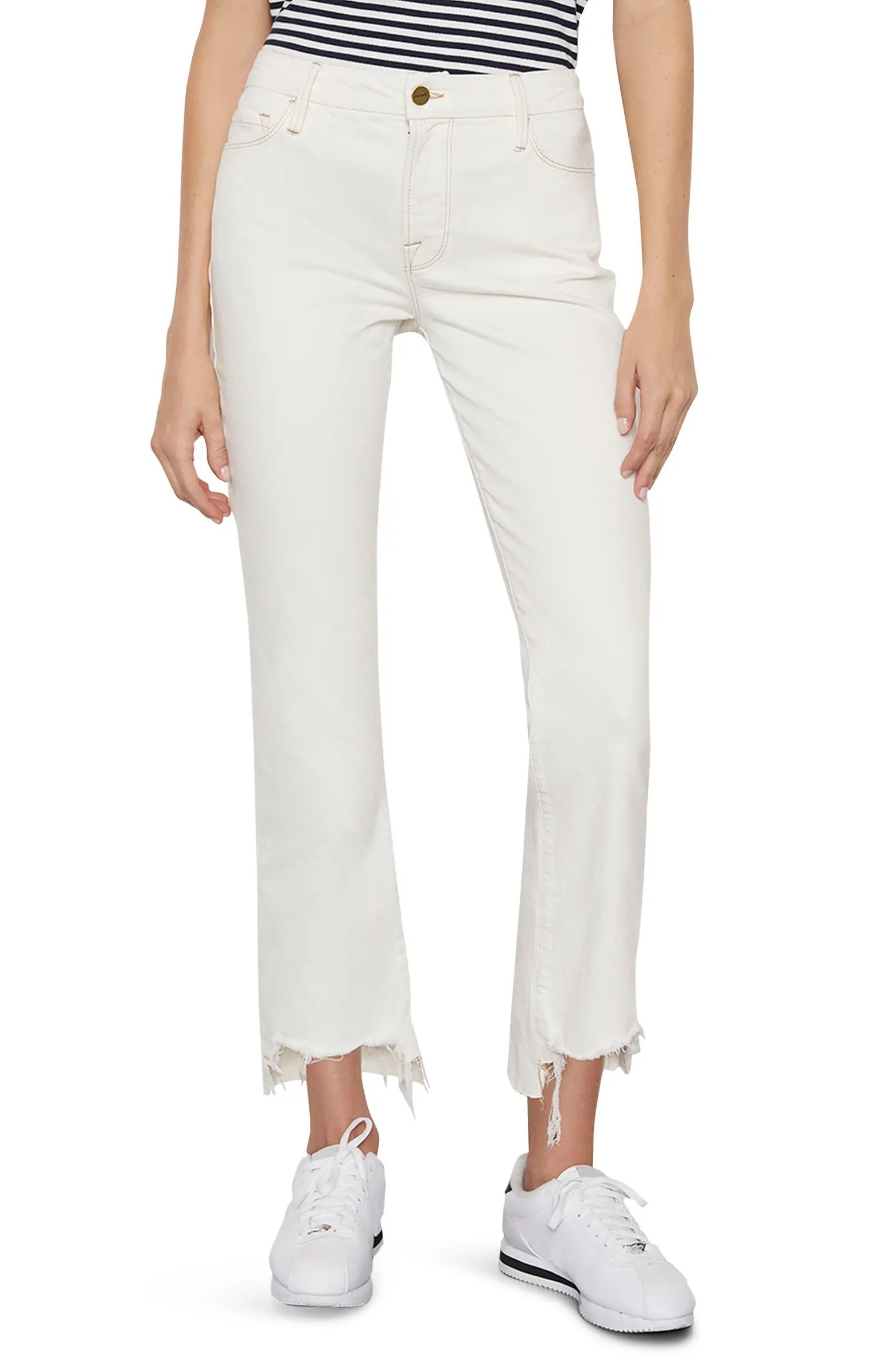 FRAME Le Crop Chewed Hem Mini Bootcut Jeans | Nordstrom | Nordstrom