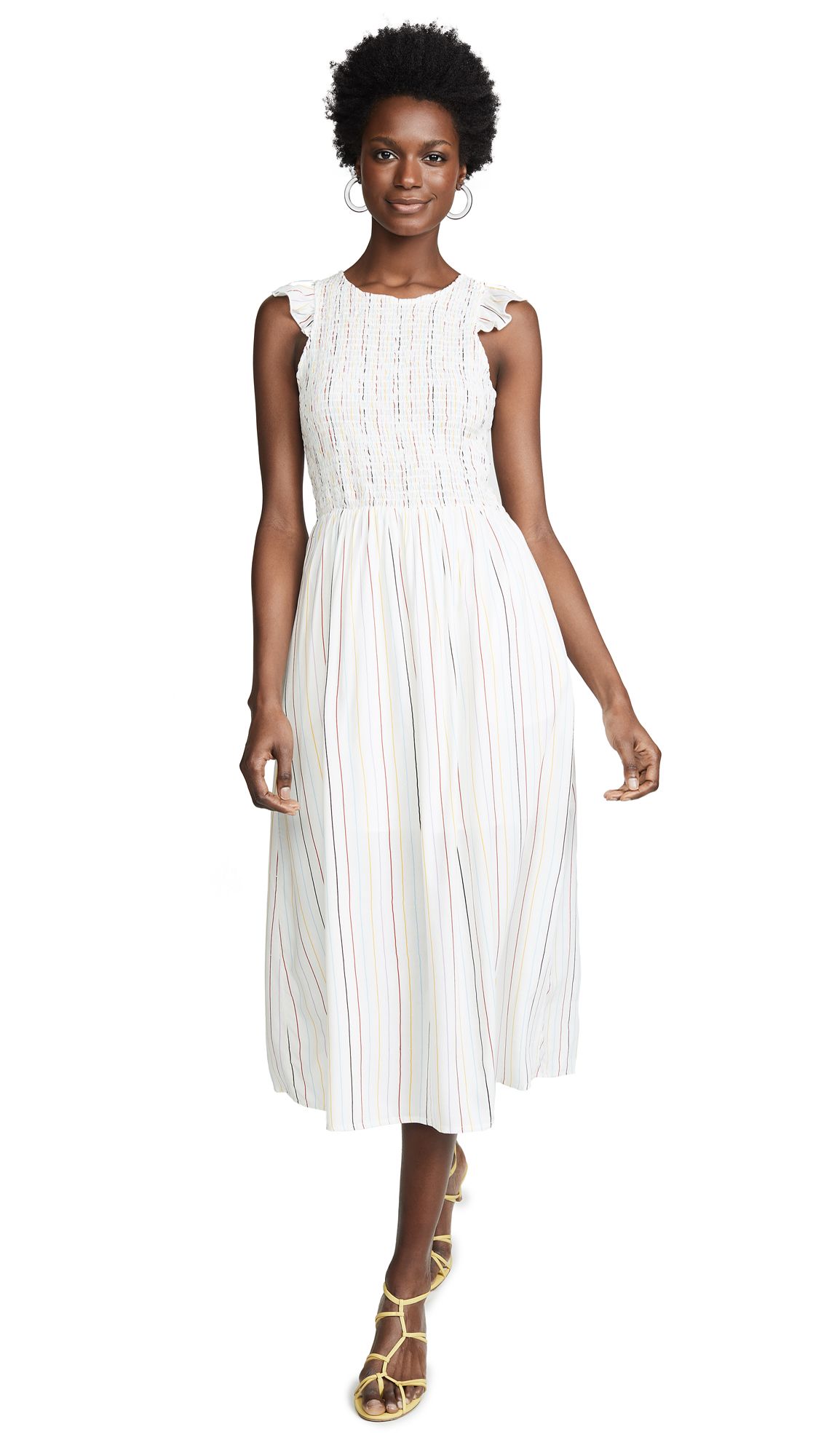 ENGLISH FACTORY Smocked Stripe Midi Dress | Shopbop