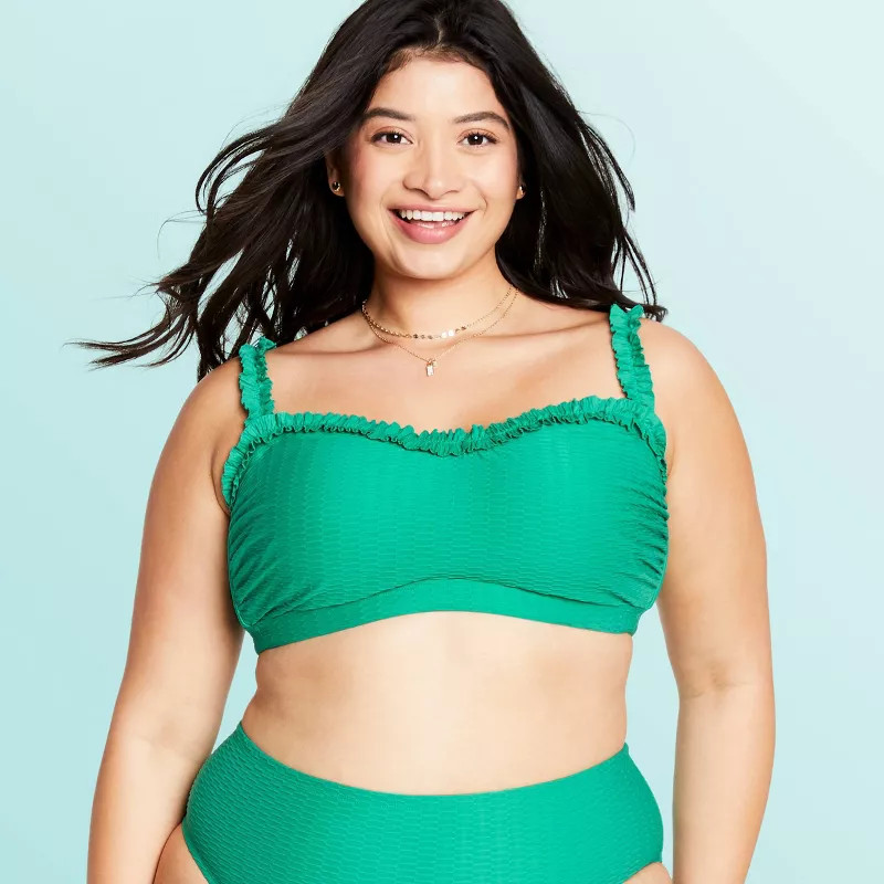 Women's Textured Sweetheart Neck Bralette Bikini Top - Stoney Clover Lane x Target Green | Target