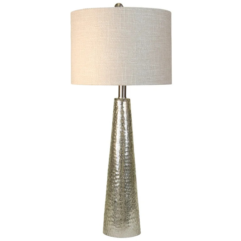 Table Lamp - Mercury Glass Finish - Off-White Hardback Fabric Shade | Walmart (US)