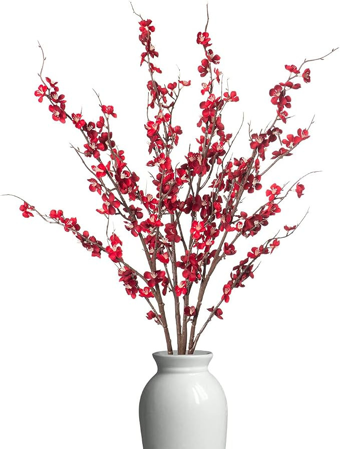 4Pcs Cherry Blossom Branches Artificial Flowers for Spring Summer Indoor Decoration,Faux Long Ste... | Amazon (US)