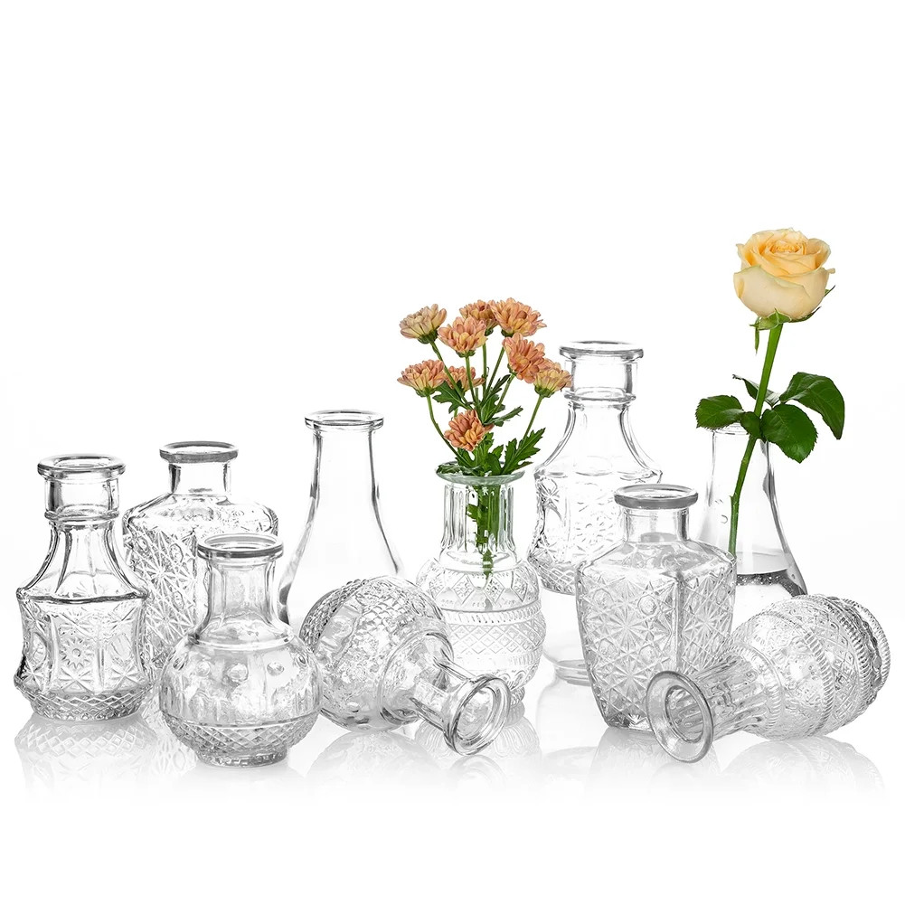 Nuptio Glass Vase for Centerpieces Cheap Bulk Flower Bud Vases Set of 10 | Walmart (US)