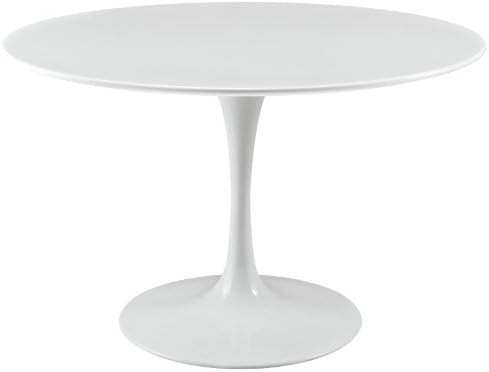 Modway Lippa 47" Mid-Century Modern Dining Table with Round Top and Pedestal Base in White | Amazon (US)