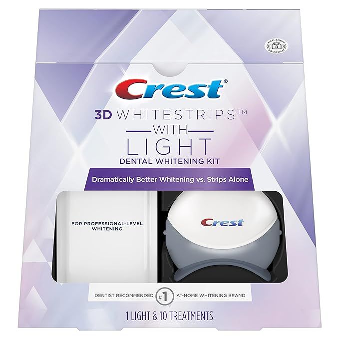 Crest 3D Whitestrips with Light, Teeth Whitening Strip Kit, 20 Strips (10 Count Pack) | Amazon (US)