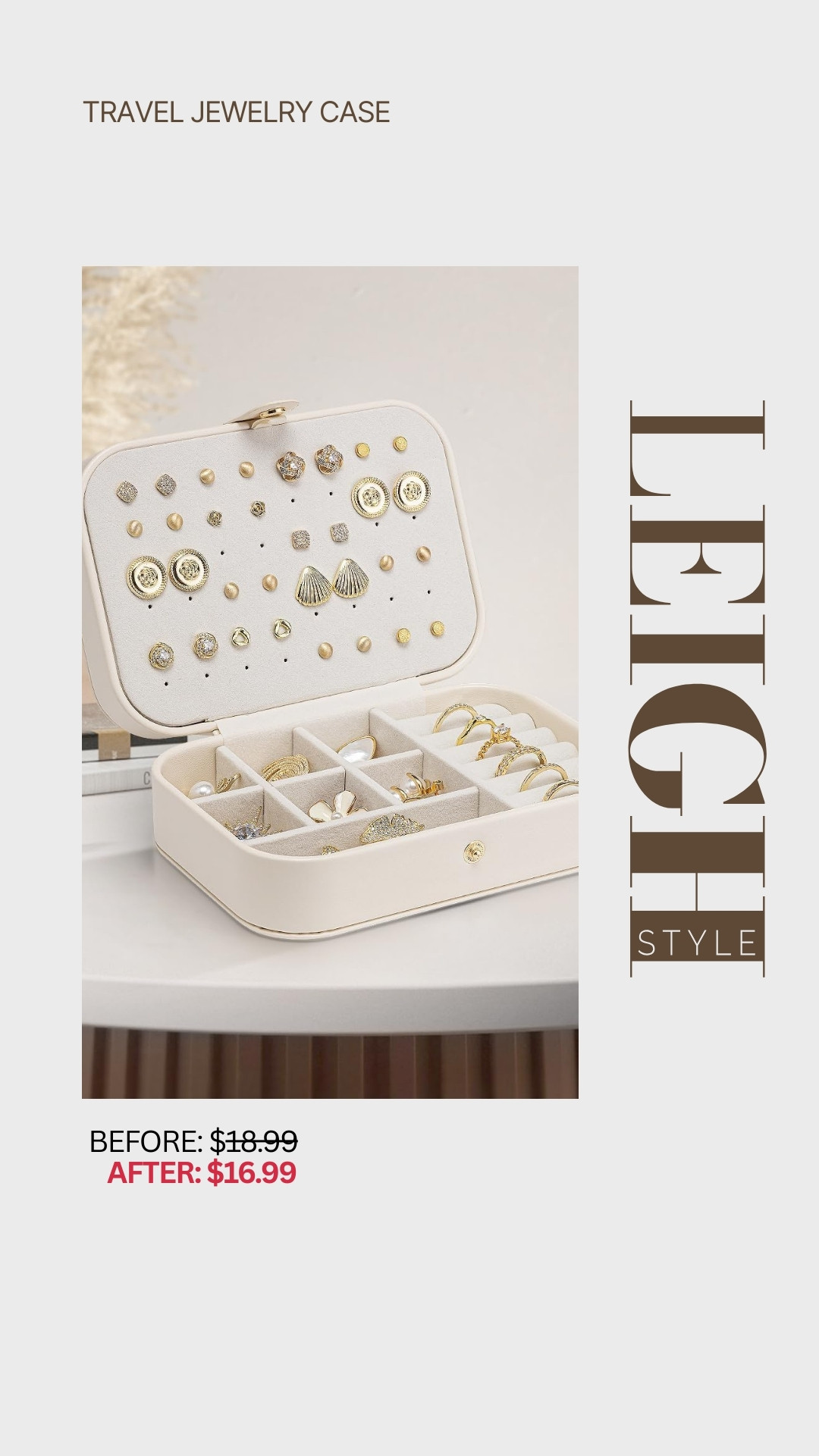 Keep your favorite pieces safe and tangle-free with this elegant Travel Jewelry Case. Designed with dedicated slots for rings, earrings, and necklaces, it’s perfect for trips, weekends, and everyday storage. 

 #LTKSeasonal #LTKSaleAlert #LTKTravel