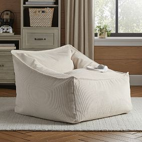 Large Corduroy Ivory Modern Bean Bag Lounger | Pottery Barn Teen