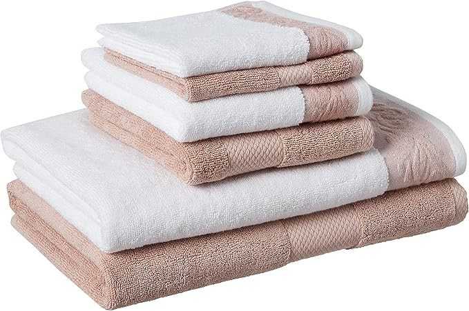 Modern Threads 600 GSM 6-Piece Towel Set with Filgree Jacquard Border Rose | Amazon (US)