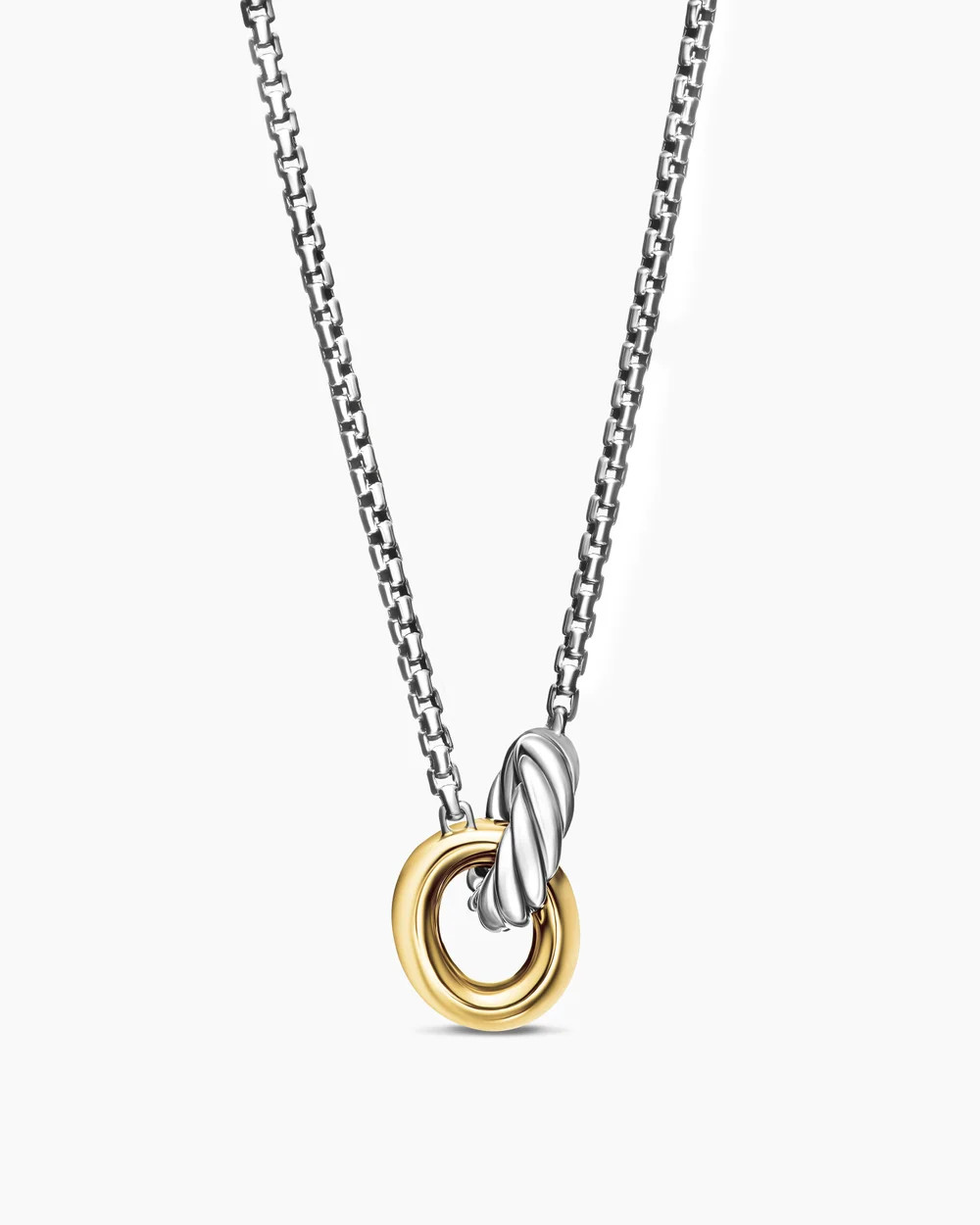 David Yurman | Petite Cable Linked Necklace in Sterling Silver with 14K Yellow Gold, 15mm | David Yurman