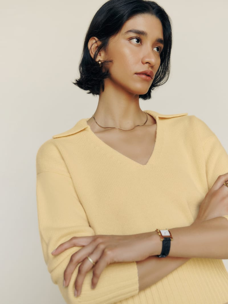 Beckie Cashmere Collared Sweater | Reformation (Global)