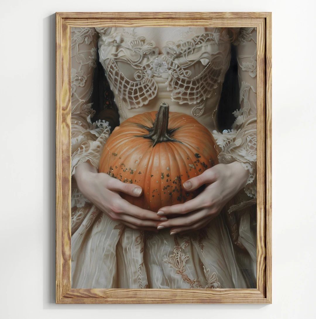 Pumpkin Victorian Art Print Moody Halloween Painting, Vintage Print, Victorian Decor Wall Art, Da... | Etsy (US)