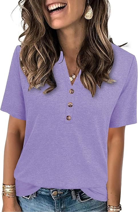 XMTOPYE Womens Summer Tops Short Sleeve Shirts Business Casual Outfits Trendy Fashion Beach Vacat... | Amazon (US)