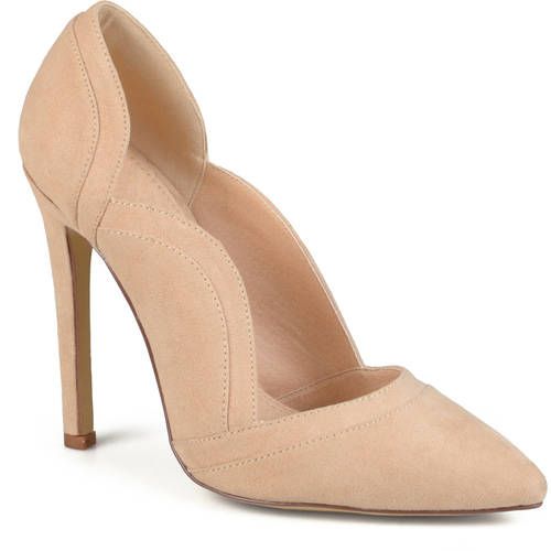 Women's Pointed Toe Scalloped Faux Suede High Heel Pump | Walmart (US)