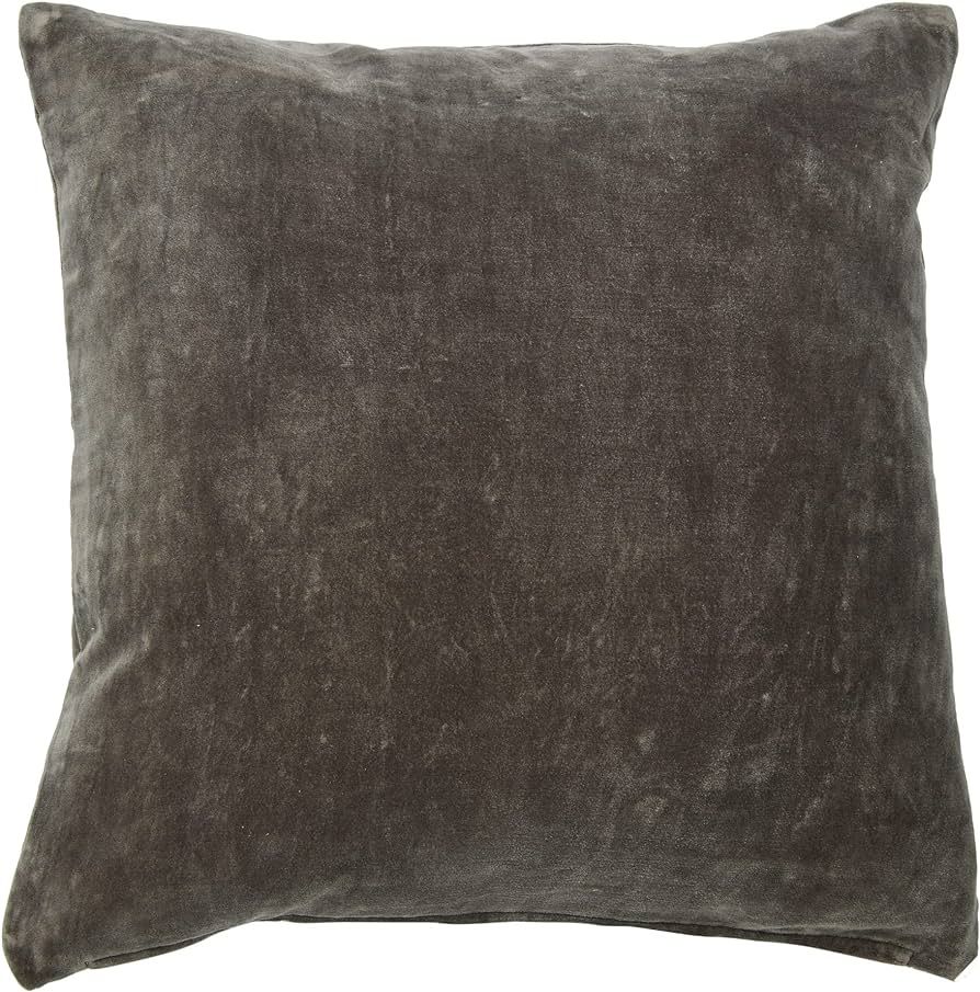 Creative Co-Op 20" Square Velvet Knife Edge Pillow Decorative Pillow Cover, 20" x 20", Charcoal | Amazon (US)