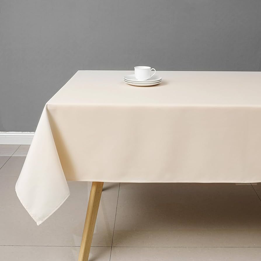 Beige Rectangle Tablecloth Wrinkle Resistant Washable Fabric Table Cloth for Dining,Kitchen, Part... | Amazon (US)