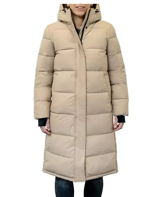 London Fog Women's Ulta Long Puffer Coat Latte | Walmart (US)