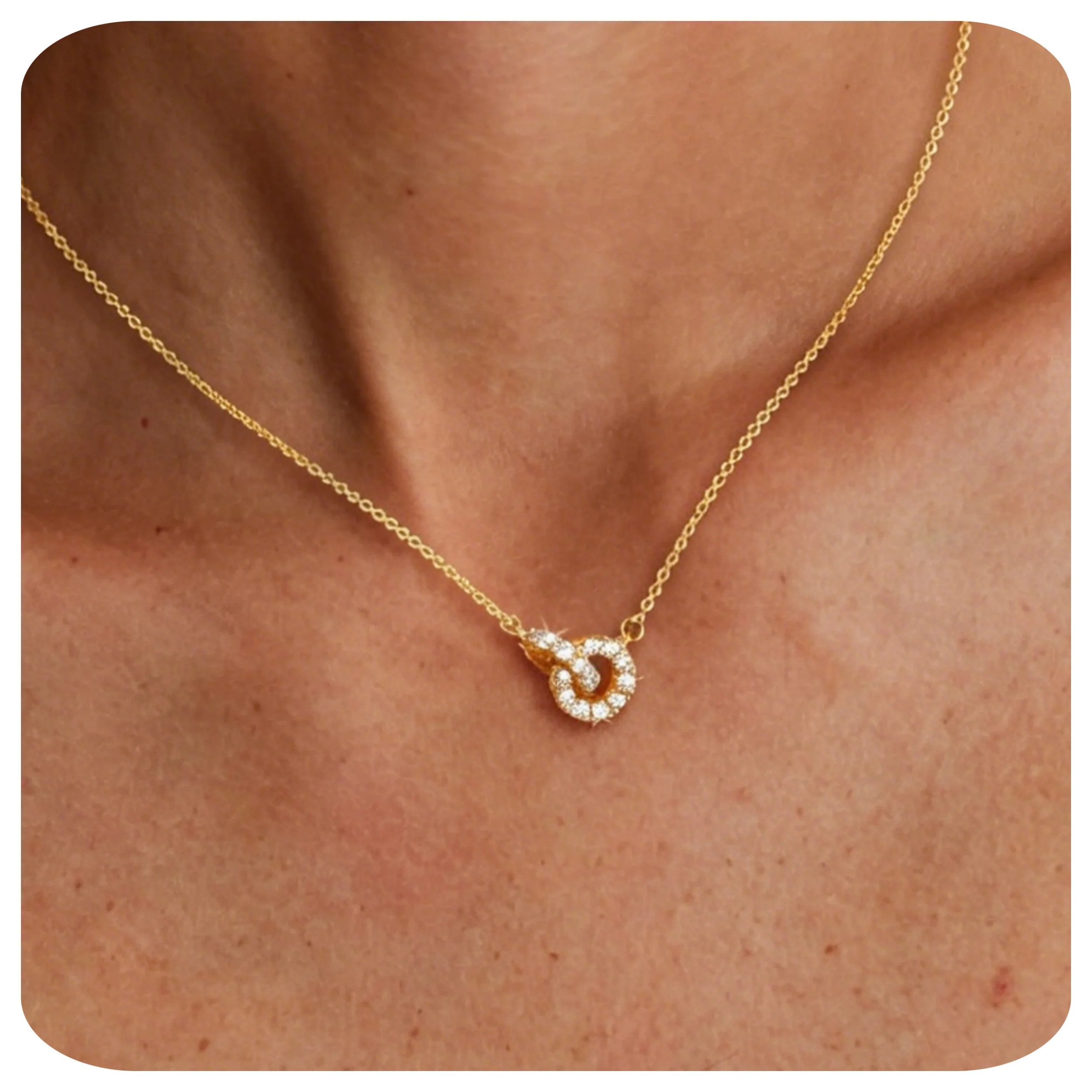 ELESMILO 14K Gold Plated Pendant Necklace for Women, Dainty Pendant Necklace Trendy Cubic Zirconia Choker Necklaces for Women Simple Gold Everyday Jewelry - Walmart.com | Walmart (US)