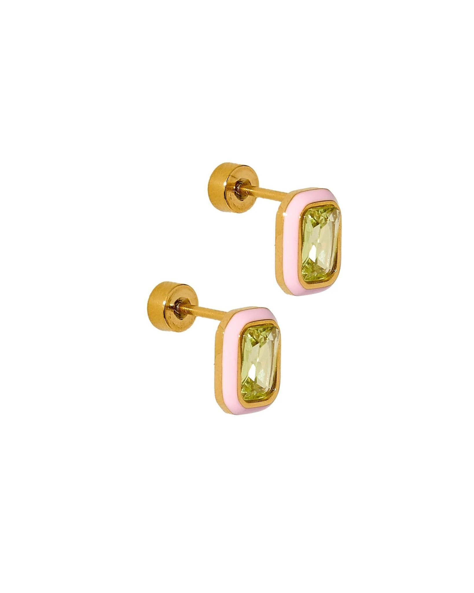 Screwback Stud Earrings - Whitney Pink Apple | LINNY CO LLC