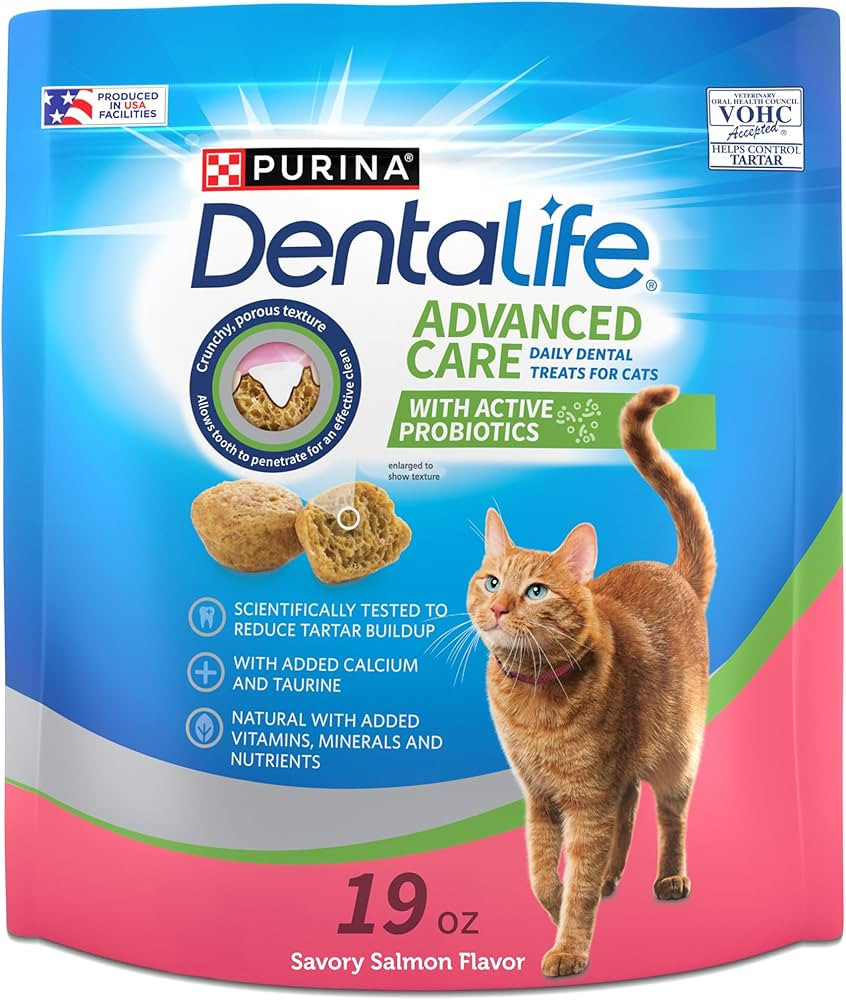 Purina DentaLife Made in USA Facilities Cat Dental Treats, Savory Salmon Flavor - 19 oz. Bag | Amazon (US)