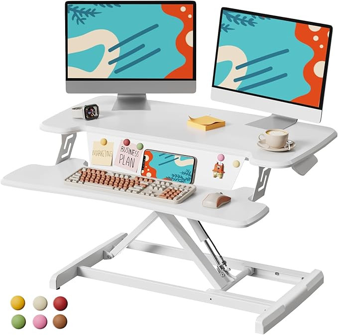 Standing Desk Converter, 32" Height Adjustable Sit Stand Up Desk Riser with Keyboard Tray & 6 Fri... | Amazon (US)