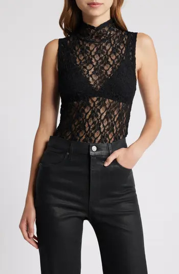 Mock Neck Sleeveless Lace Top | Nordstrom