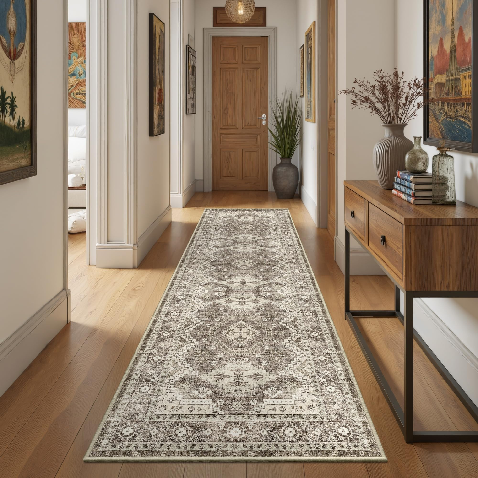 Rugland 2'6x8' Runner - Stain Resistant Entryway Rug, Anti Slip Backing Hallway Runner Rug, Vinta... | Amazon (US)