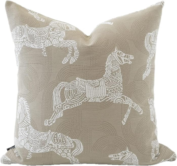 Croker Horse 20x20'' Inches Throw Pillow Cushion Cover - Horse Pattern Jacquard Craft Luxury Modern Fashion Style Couch Sofa Pillow Covers for Bedroom Living Room | Amazon (US)