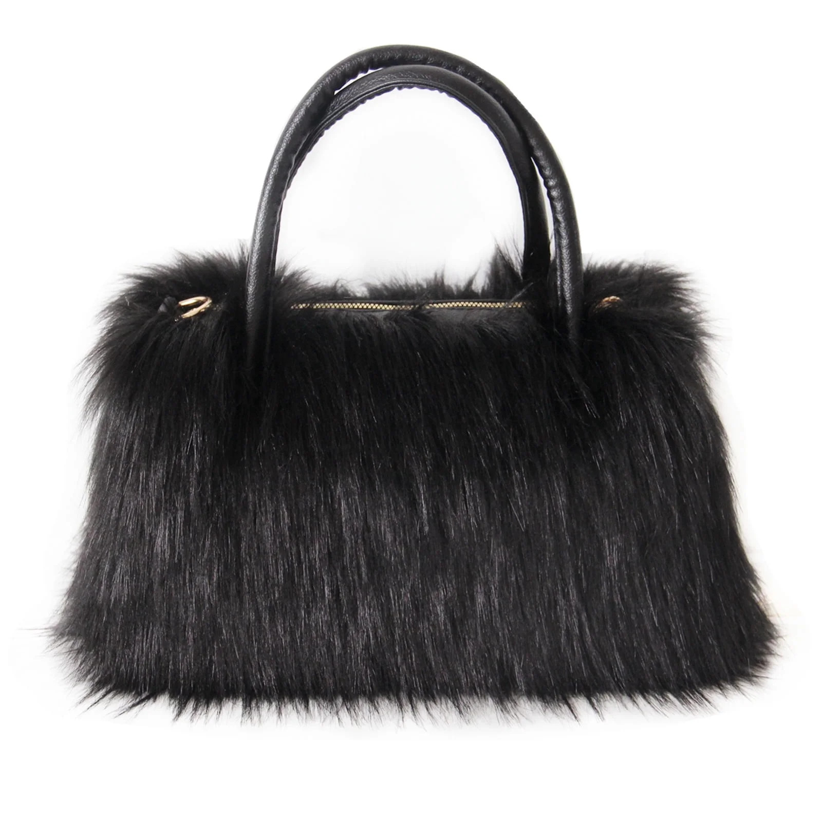 Women's Faux Fur Tote Handbag, Brown, Black | Walmart (US)