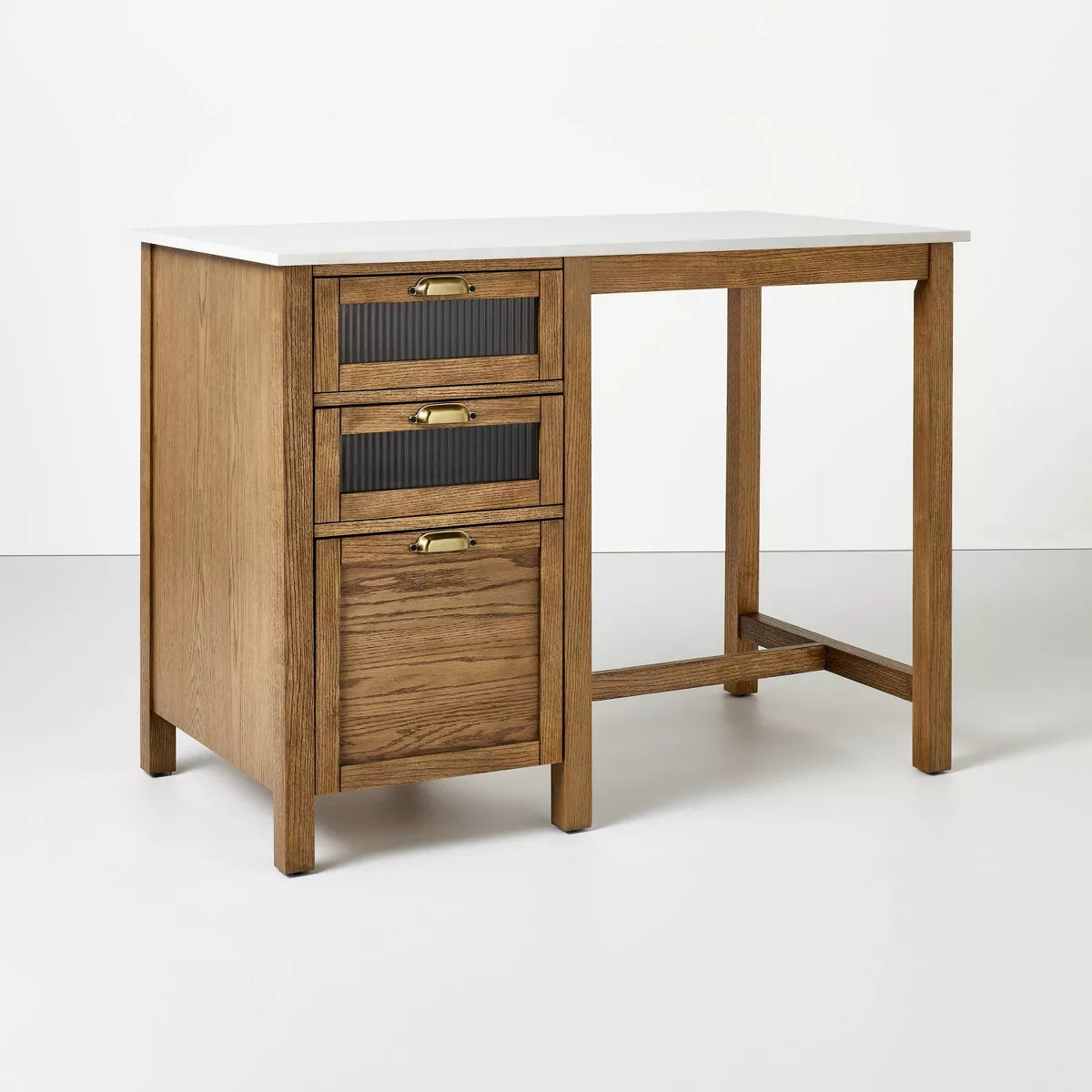 48" Reeded Glass & Wood Kitchen Island with Seating Nook - Hearth & Hand™ with Magnolia | Target