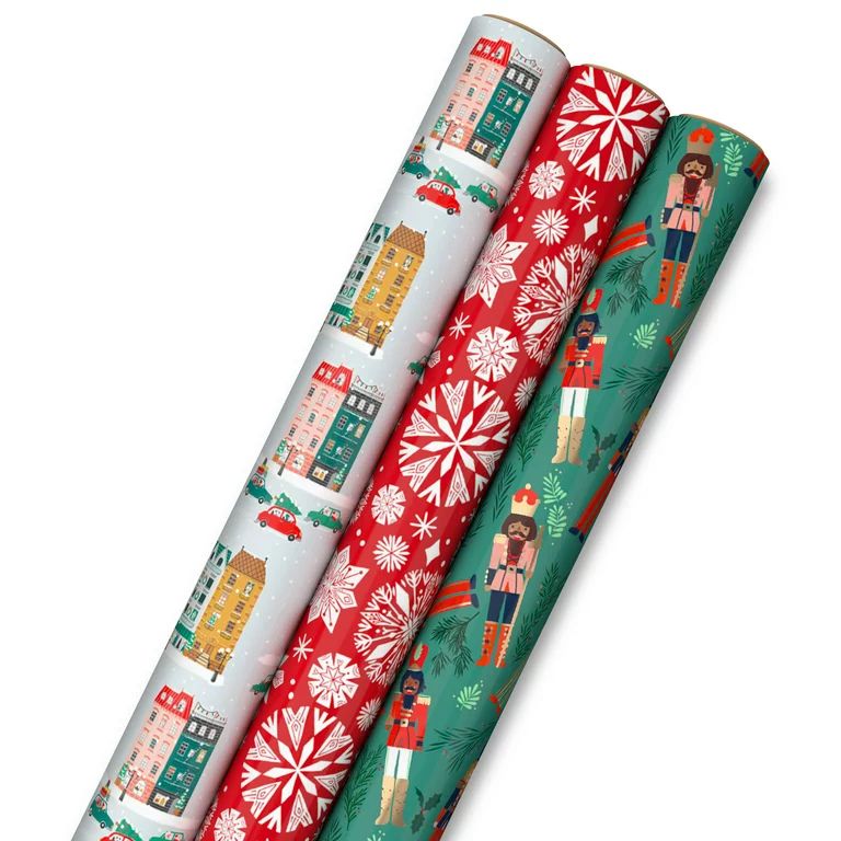Hallmark Nutcracker Christmas Wrapping Paper with Cutlines on Reverse (3 Rolls: 120 Sq. ft. Total... | Walmart (US)