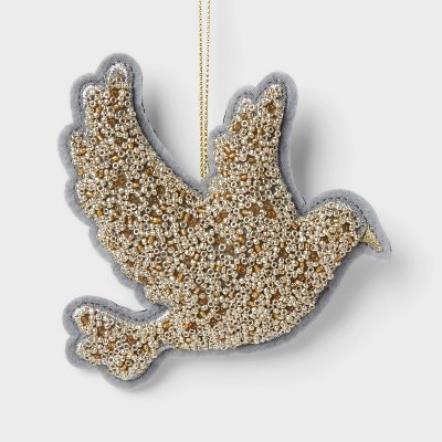 Beaded Fabric Dove Christmas Tree Ornament White/Silver - Wondershop™ | Target
