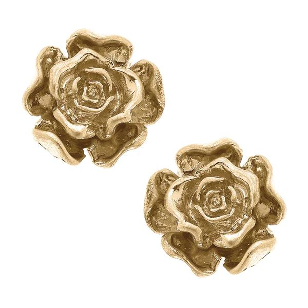 Sydney Rose Stud Earrings in Worn Gold | CANVAS