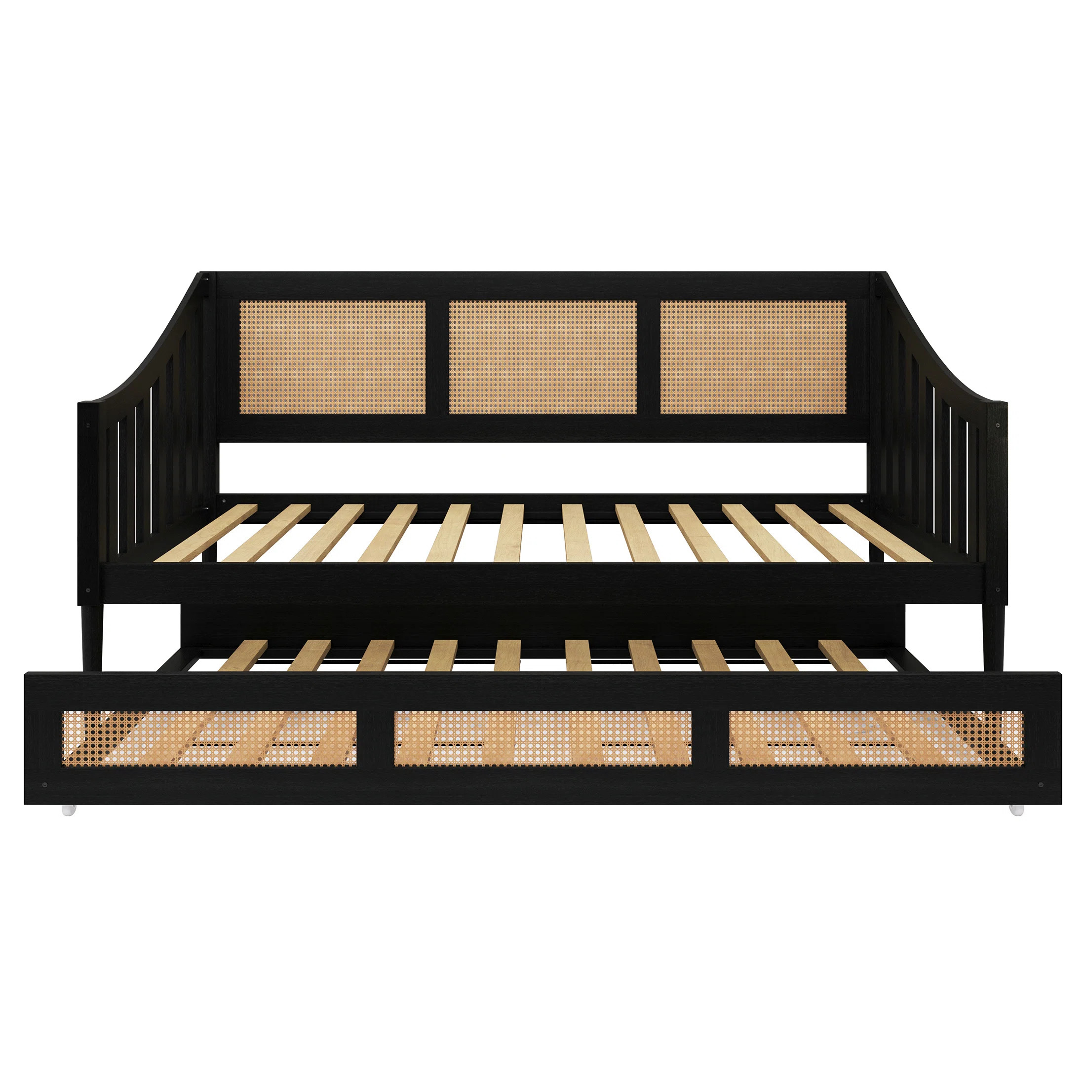 Twin Wooden Daybed in Black with Twin Trundle | Wayfair North America