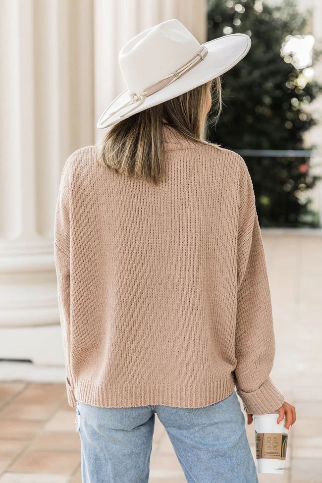 Play Your Part Mock Neck Chenille Mocha Sweater | The Pink Lily Boutique