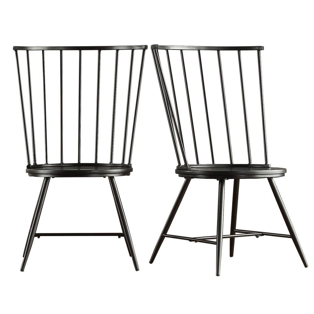 HomeSullivan Walker Black Wood and Metal High Back Dining Chair (Set of 2)-40550C-BK3A2PC - The Home | The Home Depot