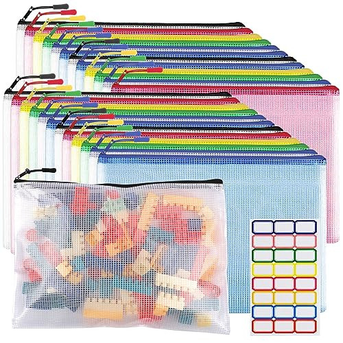 24pcs Mesh Zipper Pouch Bags - A4 Zipper Bags for Classroom Organization, Board Game & Puzzle Storage | Amazon (US)