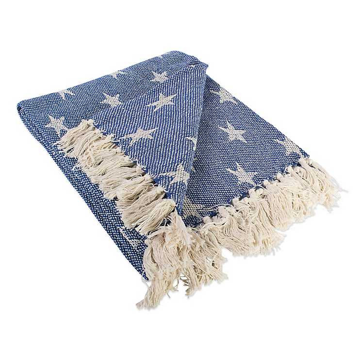 Blue Stars Fringed Throw | Kirkland's Home