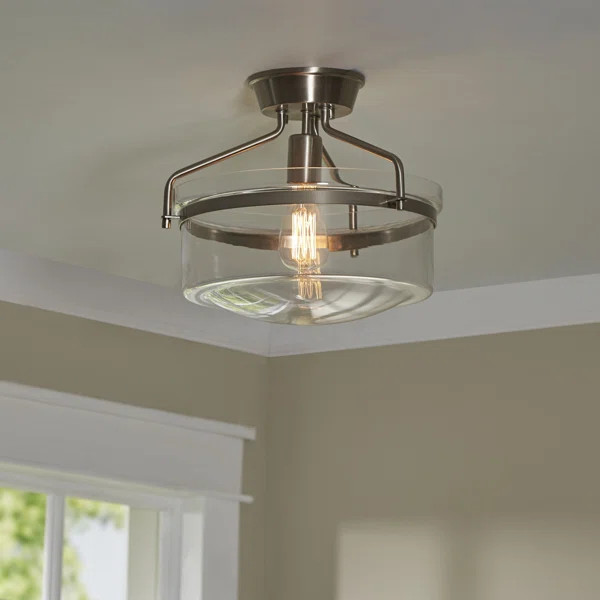 Pollak 1 - Light 13.25'' Simple Drum Semi Flush Mount | Wayfair North America