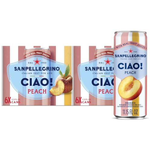 Sanpellegrino CIAO Peach Sparkling Water, Real Fruit Juice, 24 Pack | Amazon (US)