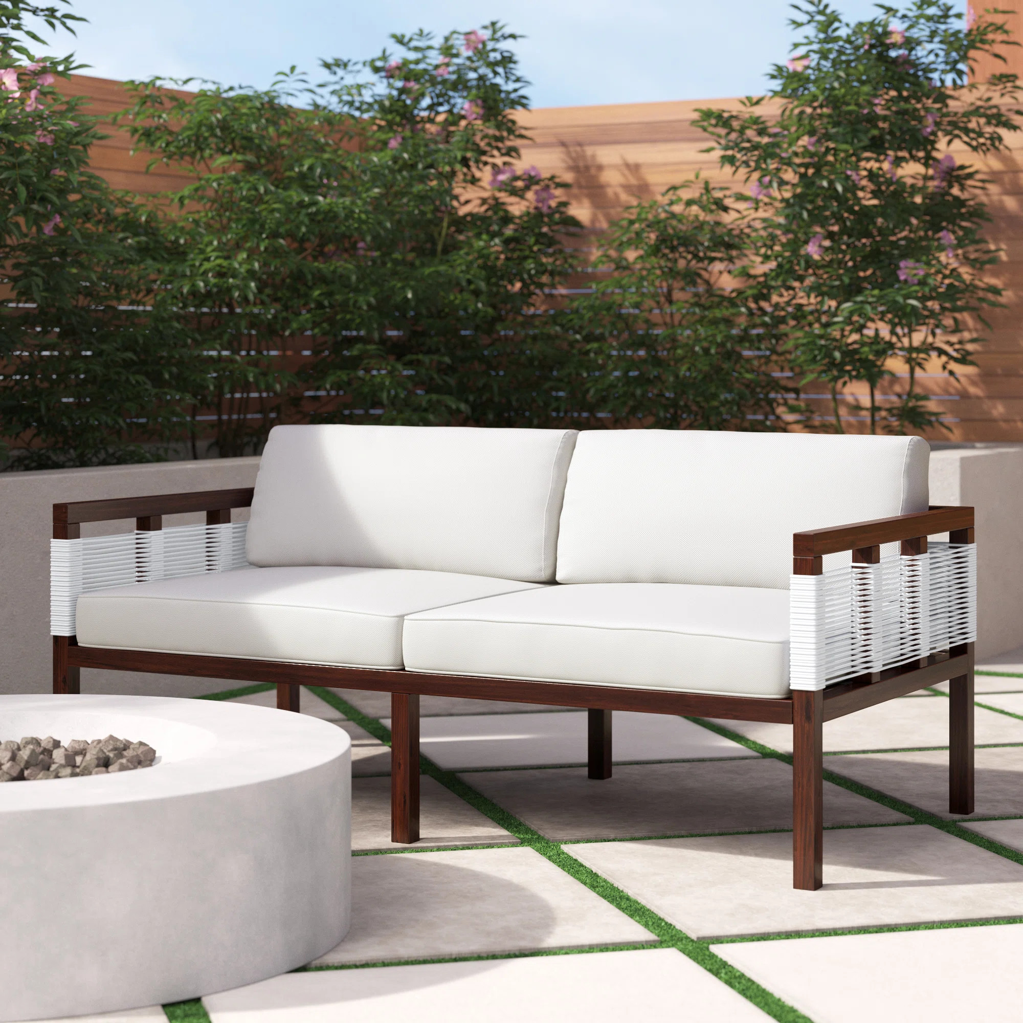 Hattie 56.25'' Wide Outdoor Patio Sofa with Cushions | Wayfair North America