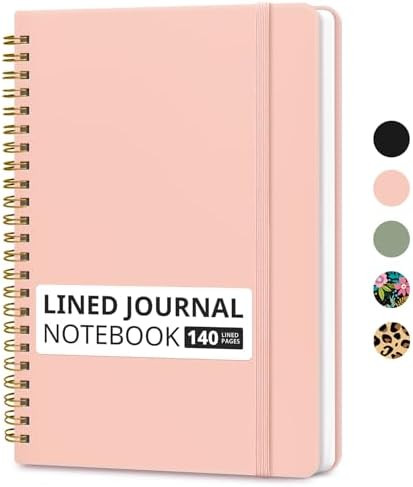 Taja Lined Spiral Journal Notebook for Women & Men, 140 Pages, College Ruled Hardcover Notebook f... | Amazon (US)