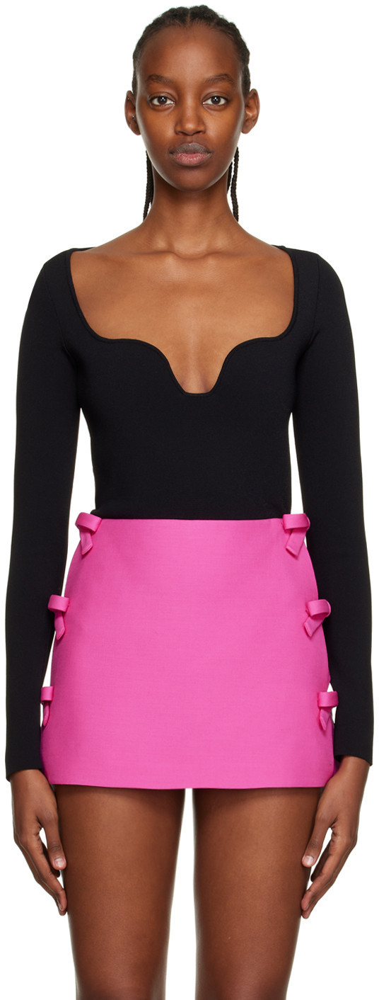 Valentino Black Sweetheart Neck Bodysuit | SSENSE
