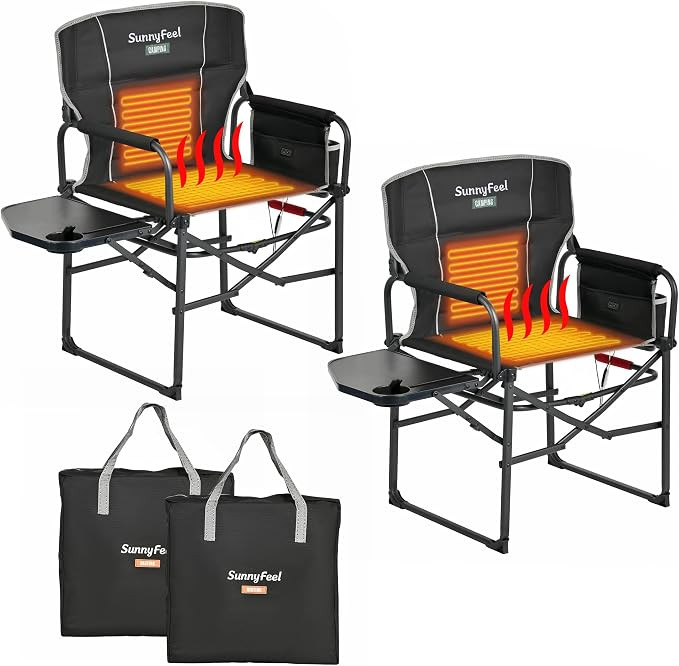 SUNNYFEEL Heated Camping Directors Chair, Heavy Duty,Oversized Outdoor Portable Heating Folding C... | Amazon (US)