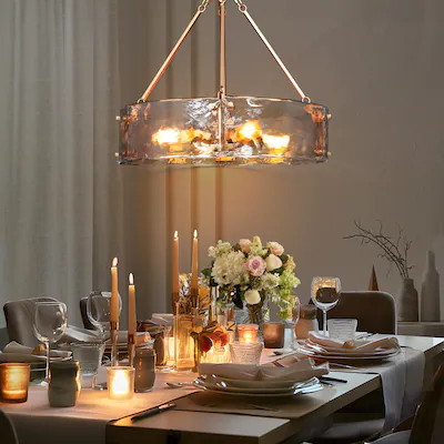 ZEVNI Zulemlux 4 -Light Satin Gold Modern/contemporary Cage For Use in Bedrooms, Dining Rooms, Fo... | Lowe's