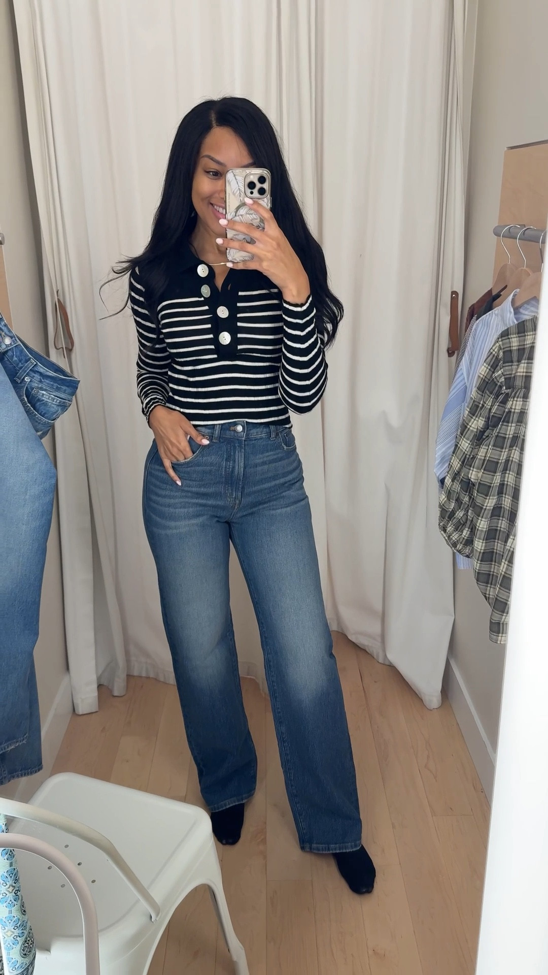 Madewell sale is LIVE! 20% OFF 😍 wearing size small in Ribbed Polo Sweater and size 26 Tall in Perfect Vintage Wide Leg Jeans (these are sooo good!!!) 💙

Madewell, fall jeans, fall denim, wide leg jeans, ribbed polo, fall outfit, casual outfit, striped sweater 

#LTKSaleAlert #LTKFindsUnder100 #LTKxMadewell