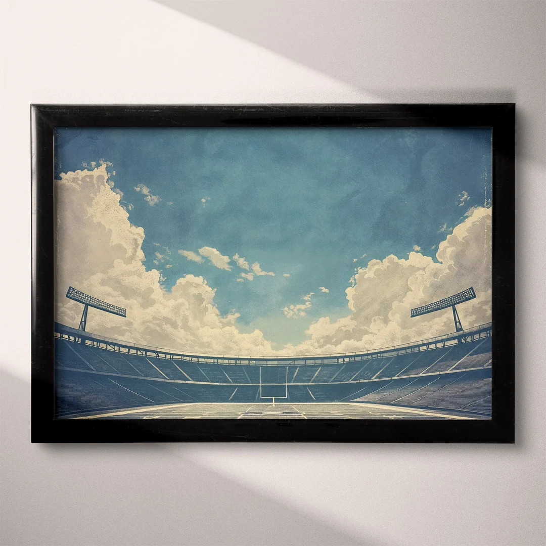 Football Stadium PRINTABLE Download Sports Decor Sports Print Blue, Beige and Black Wall Art Vint... | Etsy (US)