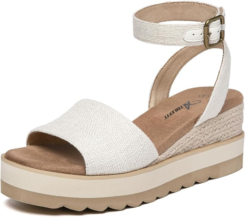 Athlefit Women's Platform Sandals Buckle Ankle Strap Open Toe Espadrille Wedge Sandals | Amazon (US)