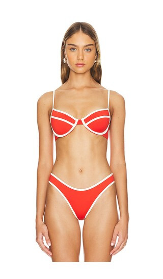 Underwire Bikini Top in Fiery Red & Off White | Revolve Clothing (Global)